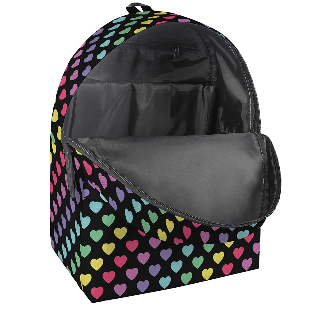 Rainbow Heart Pattern Print Backpack
