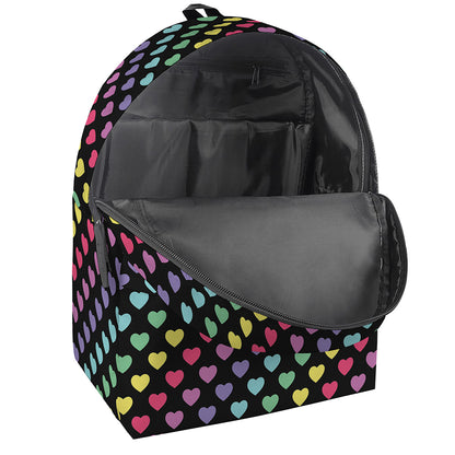 Rainbow Heart Pattern Print Backpack
