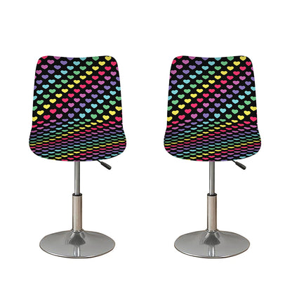 Rainbow Heart Pattern Print Bar Stool Covers