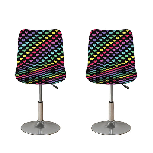 Rainbow Heart Pattern Print Bar Stool Covers