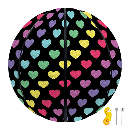 Rainbow Heart Pattern Print Basketball