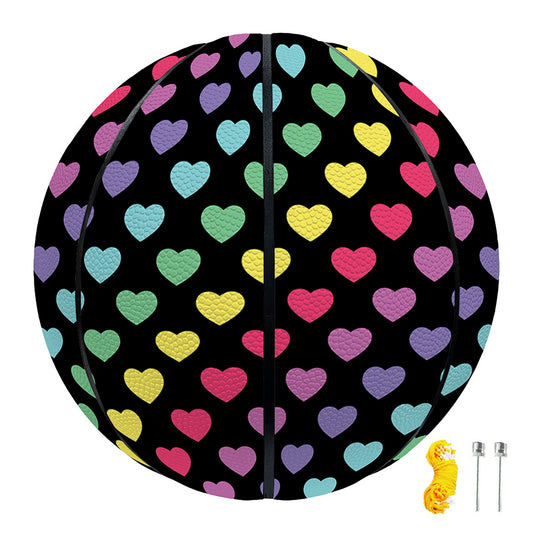 Rainbow Heart Pattern Print Basketball