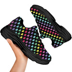 Rainbow Heart Pattern Print Black Chunky Shoes