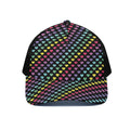 Rainbow Heart Pattern Print Black Mesh Trucker Hat