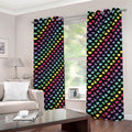 Rainbow Heart Pattern Print Dimout Grommet Curtains