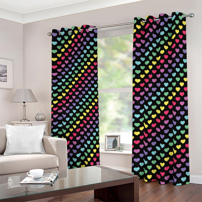 Rainbow Heart Pattern Print Blackout Grommet Curtains