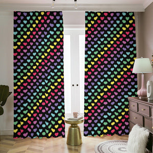 Rainbow Heart Pattern Print Blackout Pencil Pleat Curtains