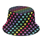 Rainbow Heart Pattern Print Bucket Hat