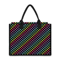 Rainbow Heart Pattern Print Canvas Tote Bag