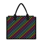 Rainbow Heart Pattern Print Canvas Tote Bag