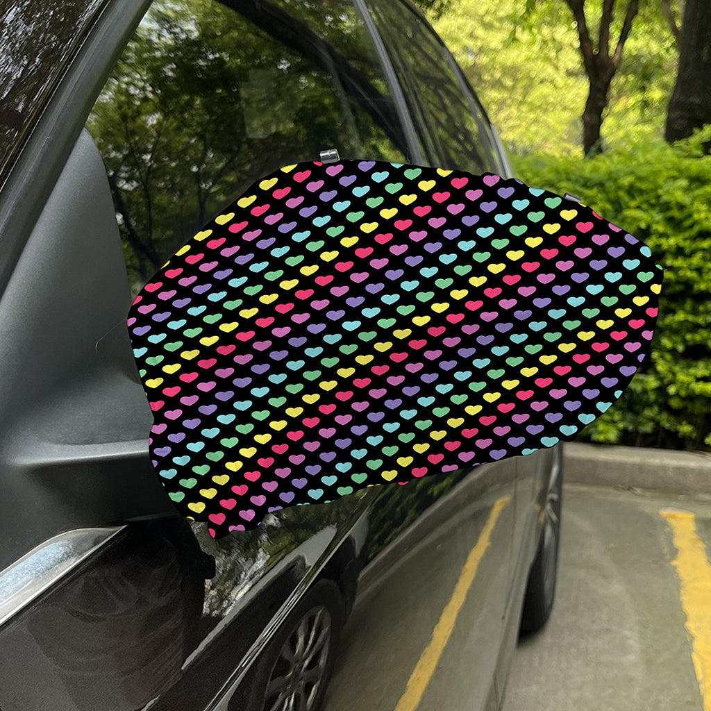 Rainbow Heart Pattern Print Car Side Mirror Covers