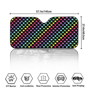 Rainbow Heart Pattern Print Car Windshield Sun Shade