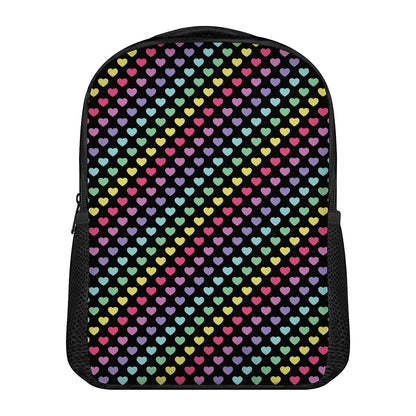 Rainbow Heart Pattern Print Casual Backpack