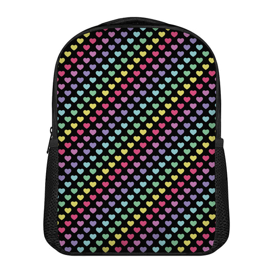 Rainbow Heart Pattern Print Casual Backpack