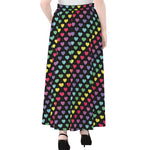 Rainbow Heart Pattern Print Chiffon Maxi Skirt