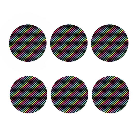 Rainbow Heart Pattern Print Coaster Set
