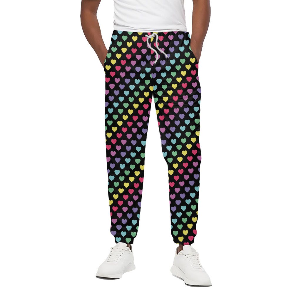 Rainbow Heart Pattern Print Cotton Pants