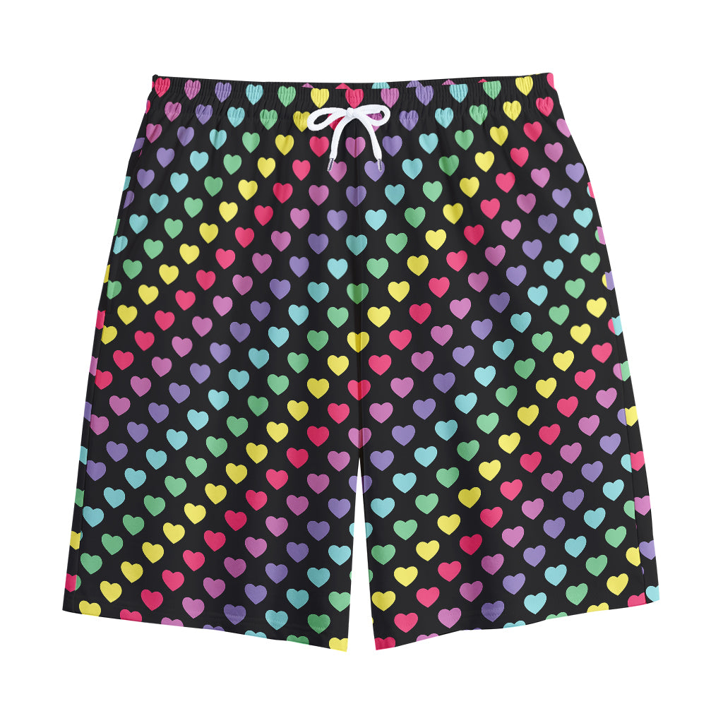 Rainbow Heart Pattern Print Cotton Shorts