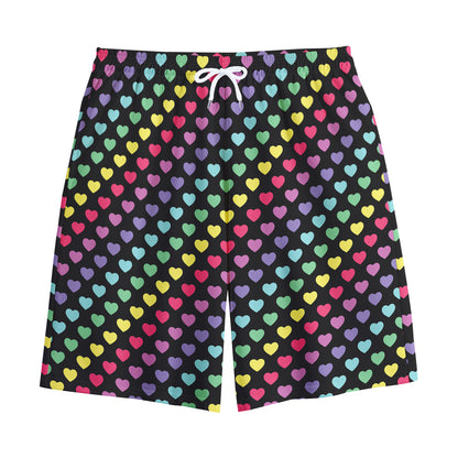 Rainbow Heart Pattern Print Cotton Shorts
