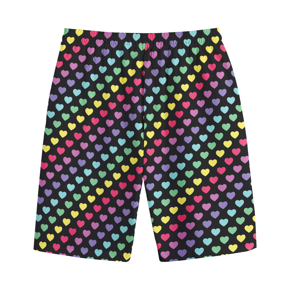 Rainbow Heart Pattern Print Cotton Shorts