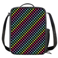Rainbow Heart Pattern Print Crossbody Lunch Bag