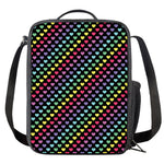 Rainbow Heart Pattern Print Crossbody Lunch Bag