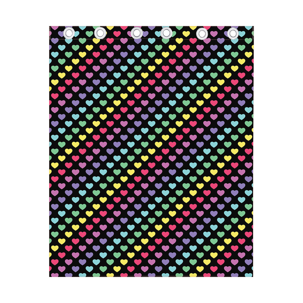 Rainbow Heart Pattern Print Curtain