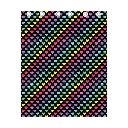 Rainbow Heart Pattern Print Curtain