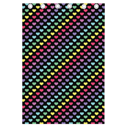 Rainbow Heart Pattern Print Curtain