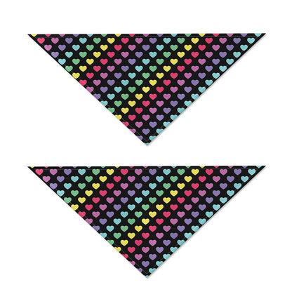 Rainbow Heart Pattern Print Dog Bandana
