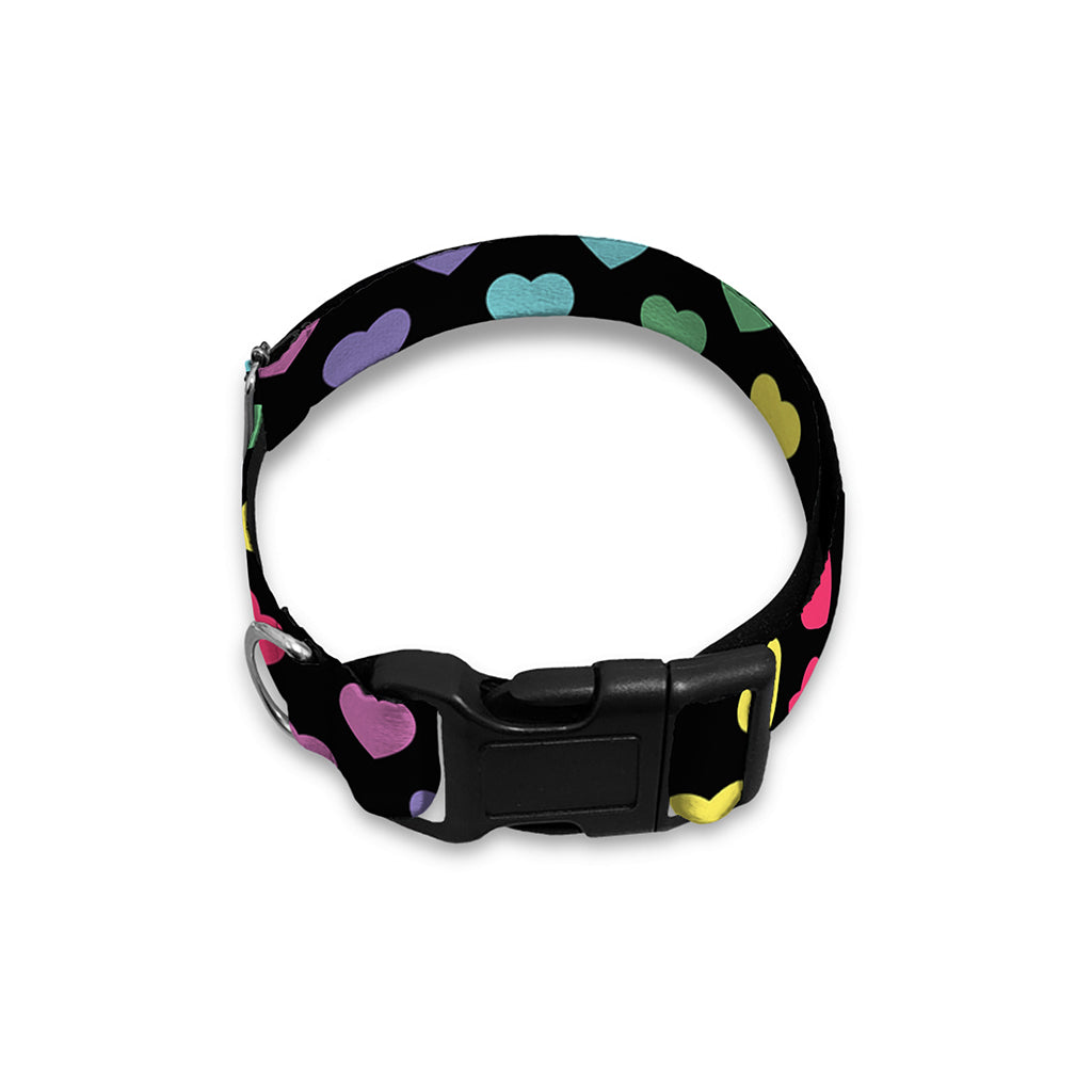 Rainbow Heart Pattern Print Dog Collar