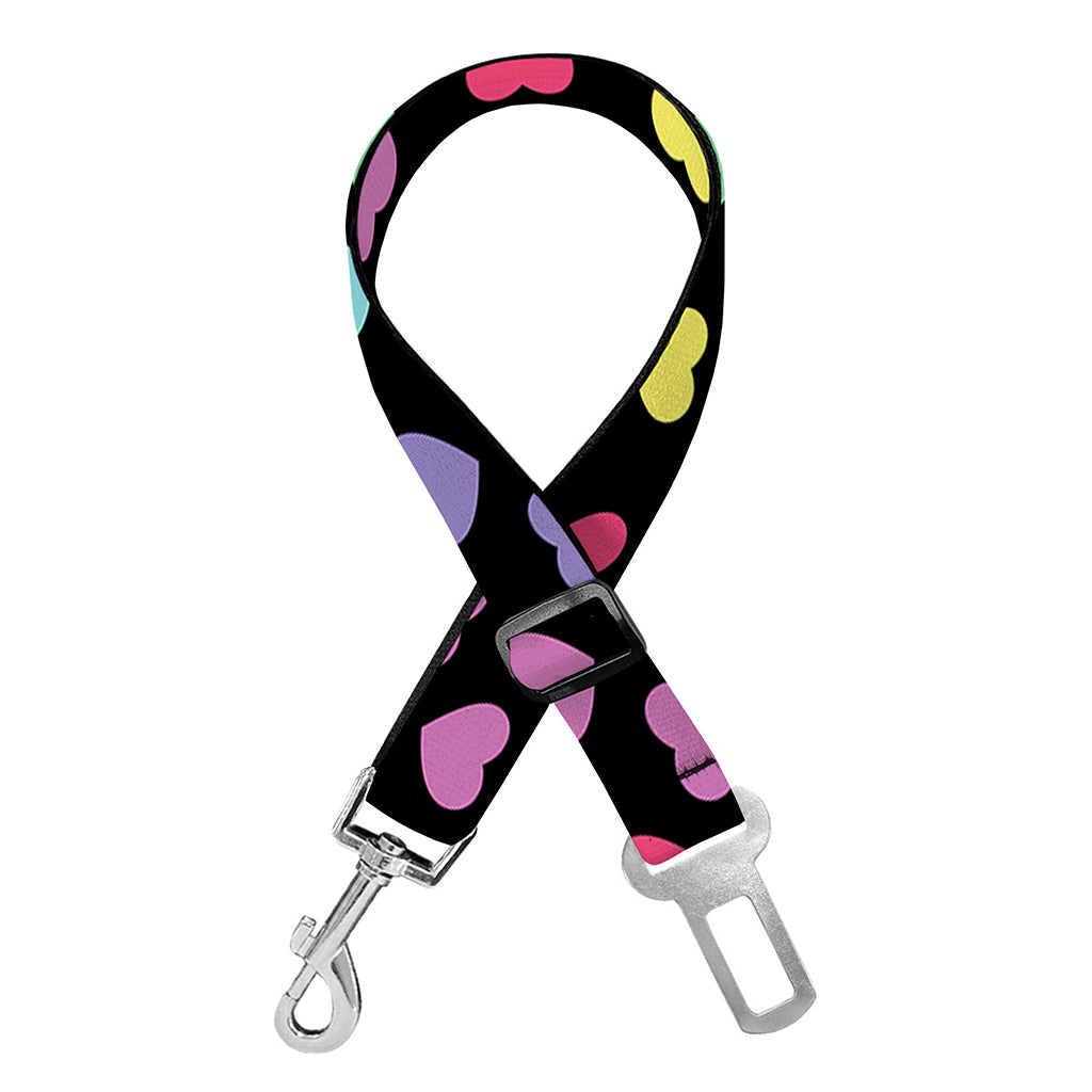 Rainbow Heart Pattern Print Dog Seat Belt