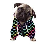 Rainbow Heart Pattern Print Dog Zip Up Hoodie
