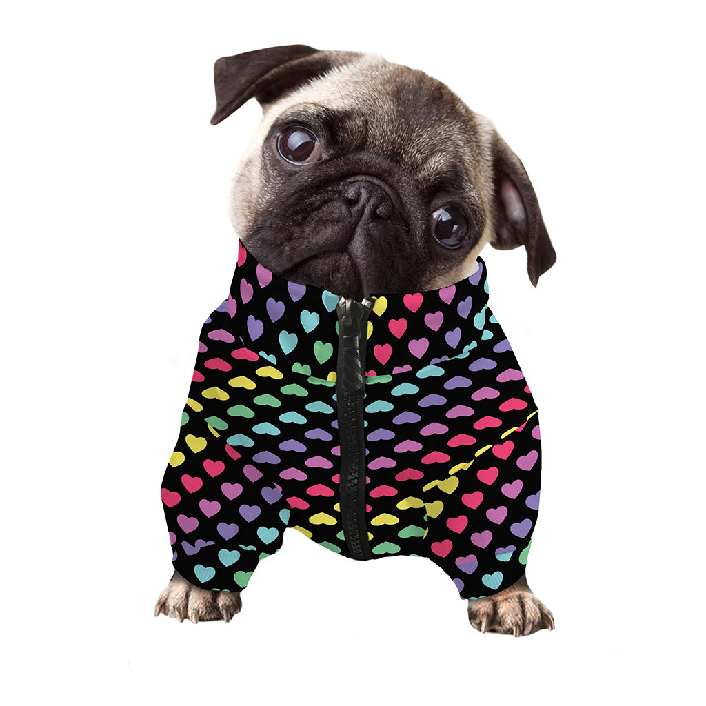 Rainbow Heart Pattern Print Dog Zip Up Jacket