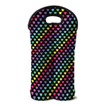 Rainbow Heart Pattern Print Double Neoprene Wine Tote