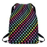 Rainbow Heart Pattern Print Drawstring Backpack