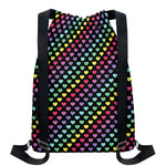 Rainbow Heart Pattern Print Drawstring Backpack