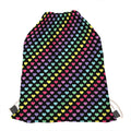 Rainbow Heart Pattern Print Drawstring Bag
