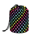 Rainbow Heart Pattern Print Drawstring Makeup Bag
