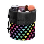 Rainbow Heart Pattern Print Drawstring Makeup Bag