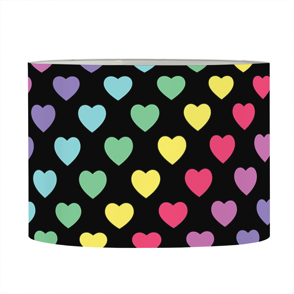 Rainbow Heart Pattern Print Drum Lamp Shade