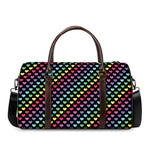Rainbow Heart Pattern Print Duffle Bag