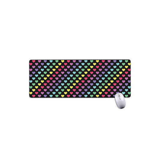 Rainbow Heart Pattern Print Extended Mouse Pad