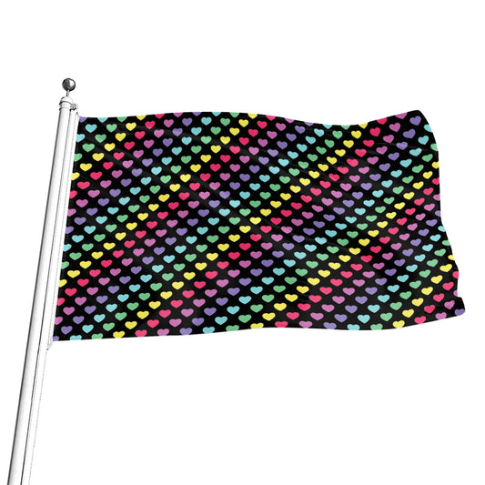 Rainbow Heart Pattern Print Flag
