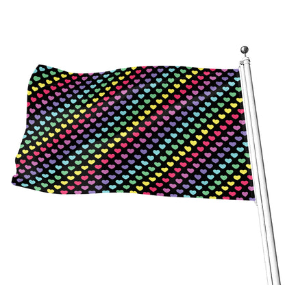 Rainbow Heart Pattern Print Flag
