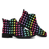 Rainbow Heart Pattern Print Flat Ankle Boots