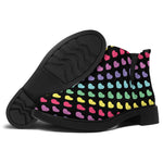 Rainbow Heart Pattern Print Flat Ankle Boots