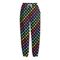 Rainbow Heart Pattern Print Fleece Lined Knit Pants