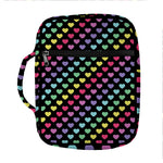 Rainbow Heart Pattern Print Front Pocket Bible Bag