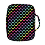 Rainbow Heart Pattern Print Front Pocket Bible Bag